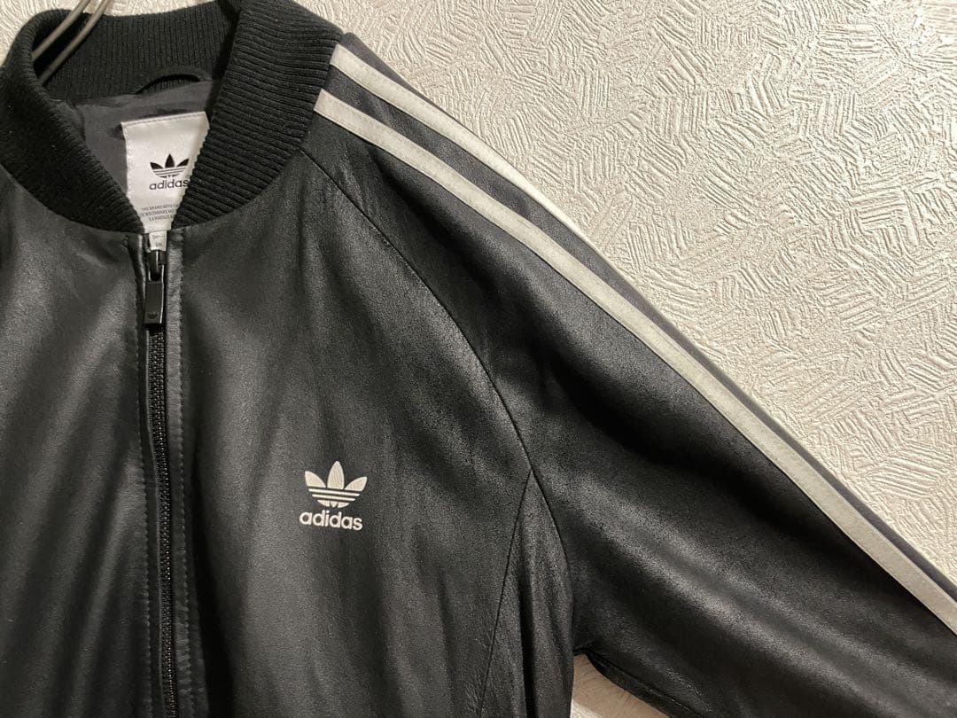 adidas トレフォイル ロゴ レザー トラック ジャケット