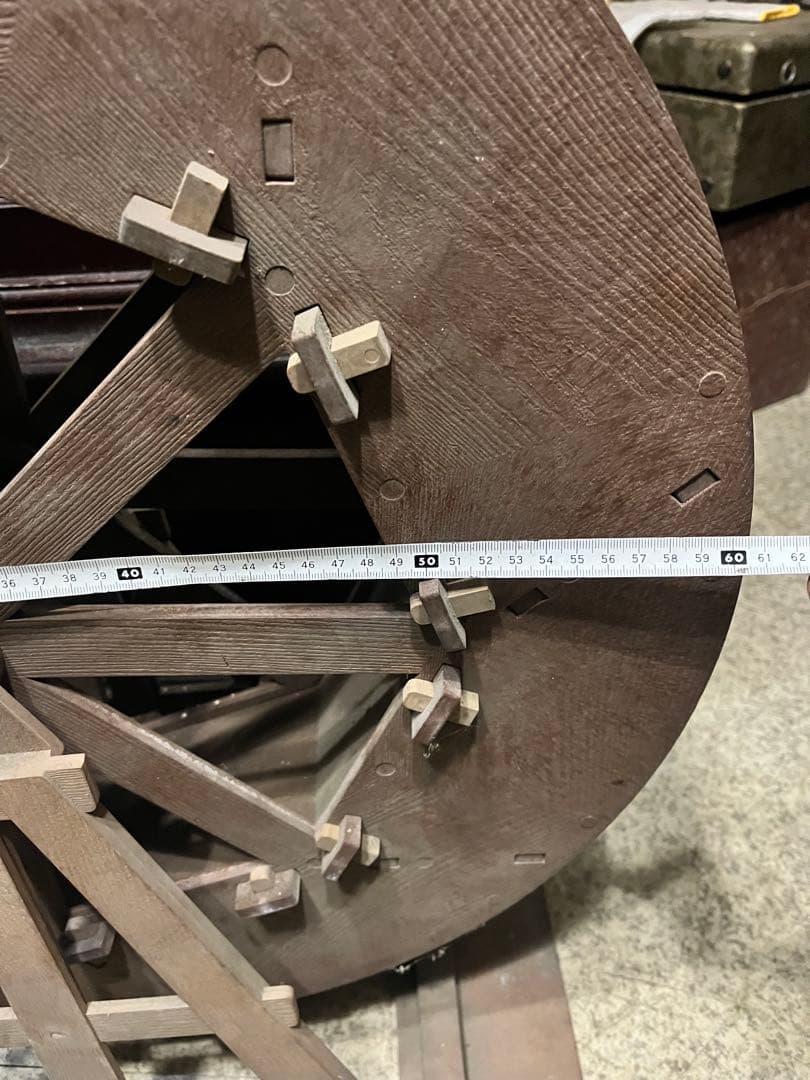 木製水車、直径60センチ水車 ガーデン水車、回転水車