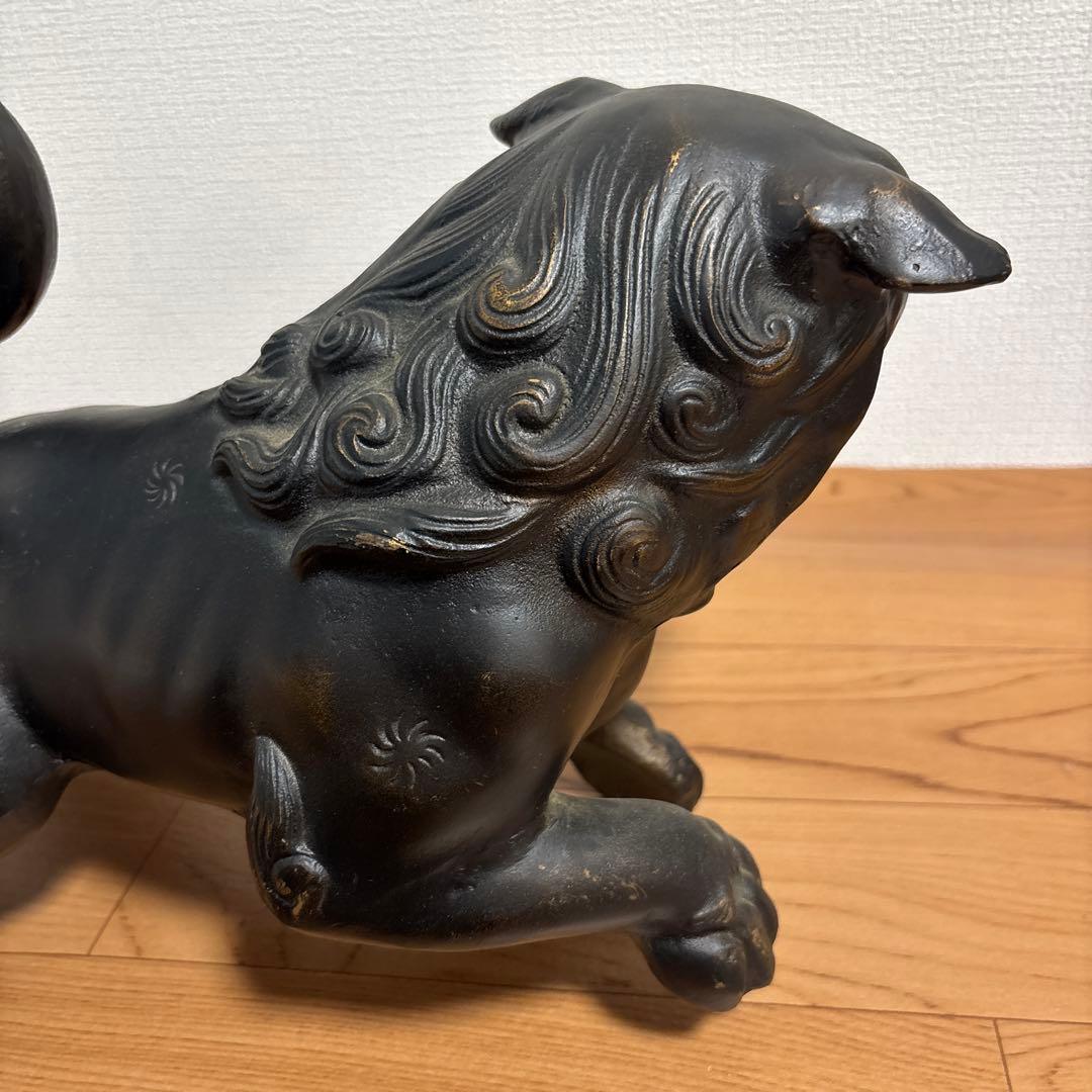 鉄製　玉乗り獅子　立獅子　魔除け　縁起物　インテリア　重厚　古美術　置物