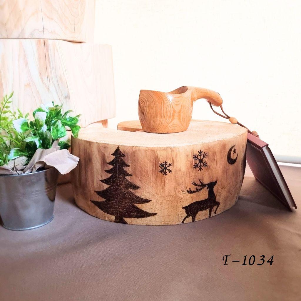 ひのきのテーブル 飾り台 冬の炙り絵 オーガニック