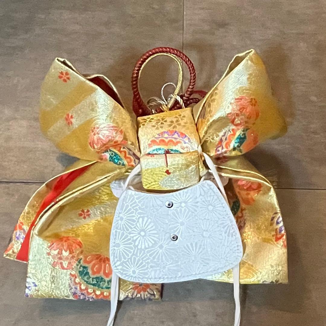 七五三　7歳　女の子　紫　青　四つ身　着物　作り帯　セット　753 七歳