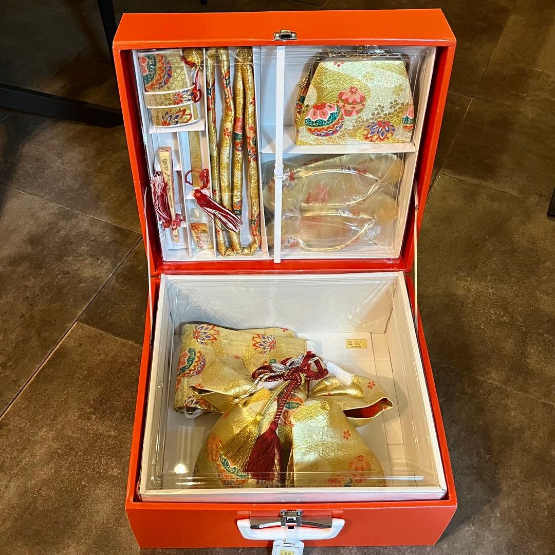 七五三　7歳　女の子　紫　青　四つ身　着物　作り帯　セット　753 七歳