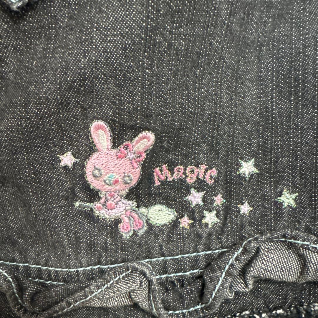 メゾピアノ　レア　デニム　フリルリボンスカート　130 美品　平成レトロ