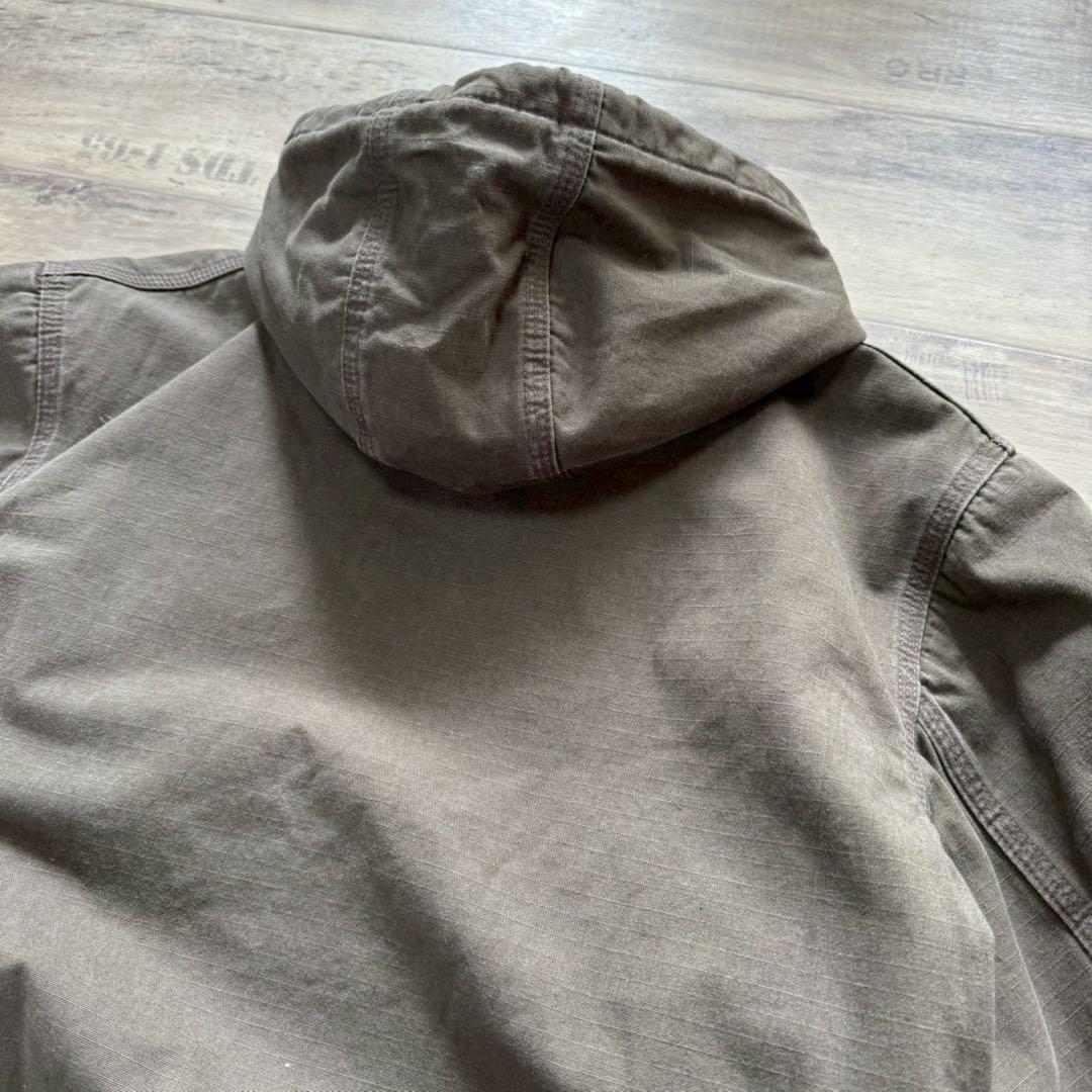 希少カーハートアクティブジャケットリップストップL古着短丈オリーブブラウン