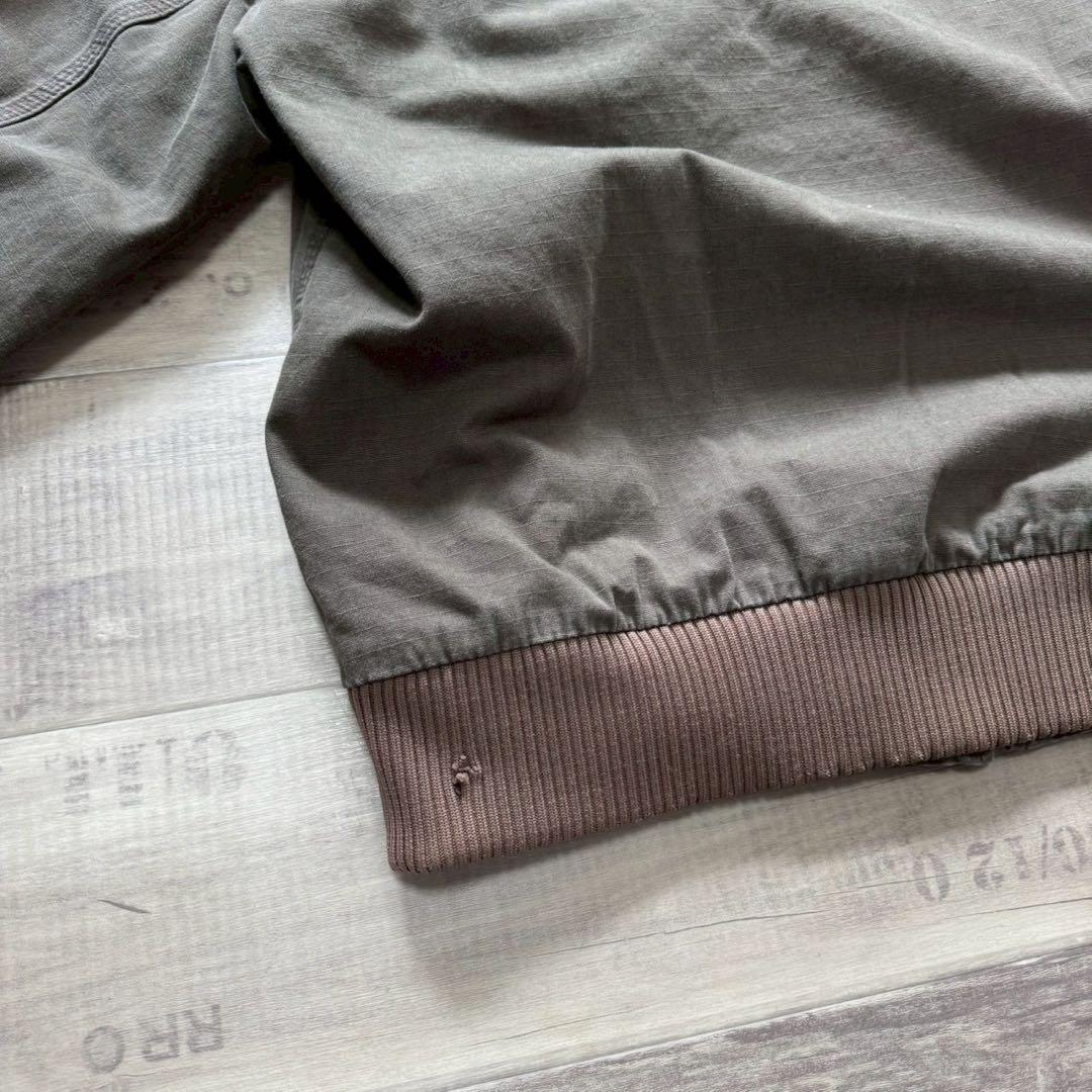 希少カーハートアクティブジャケットリップストップL古着短丈オリーブブラウン