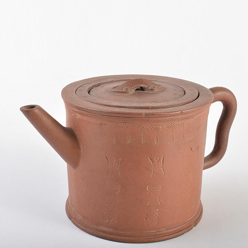 中国　紫砂　朱泥　漢詩文　急須　茶壷　V　R7363