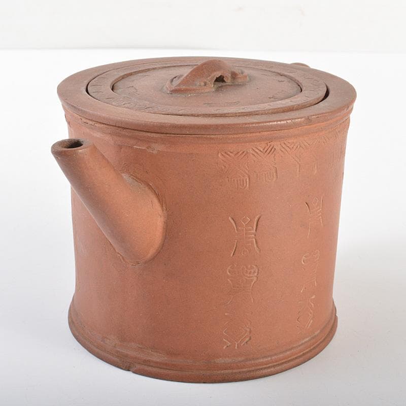 中国　紫砂　朱泥　漢詩文　急須　茶壷　V　R7363