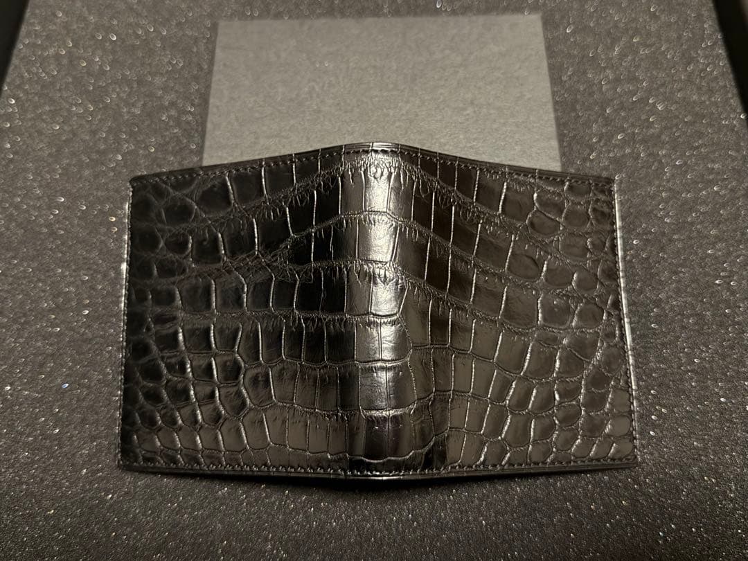 万双　クロコダイルミニ財布(小銭入付) ブラック