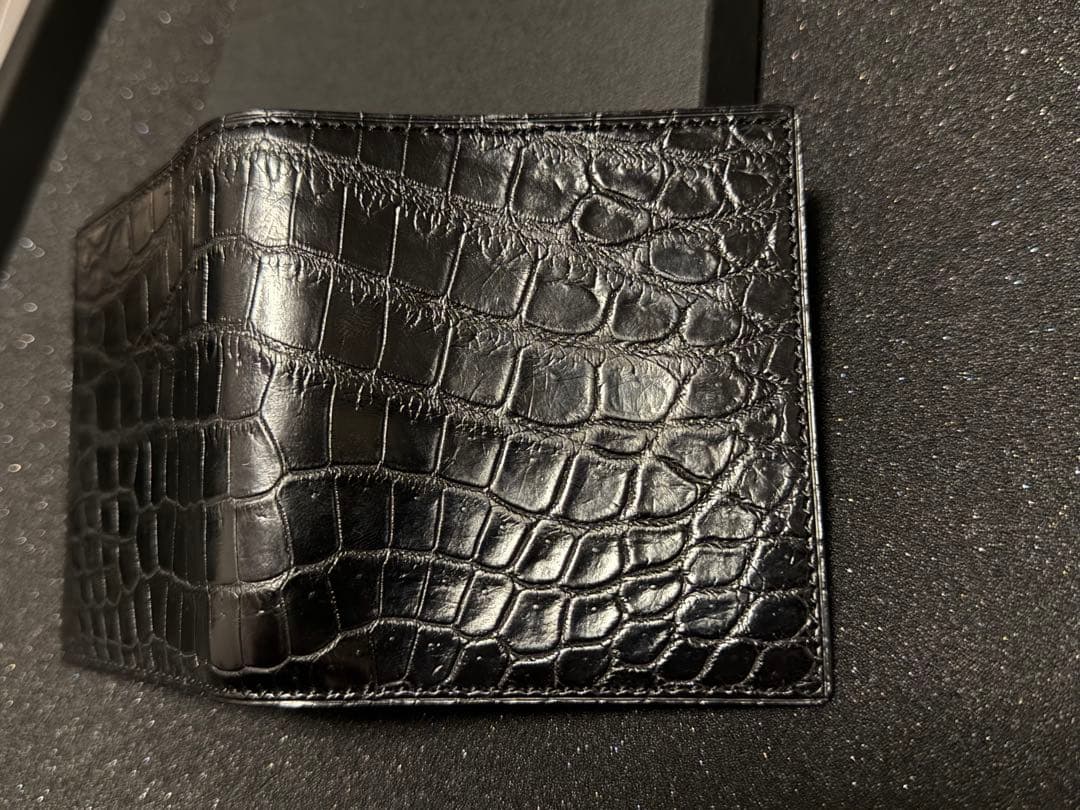 万双　クロコダイルミニ財布(小銭入付) ブラック