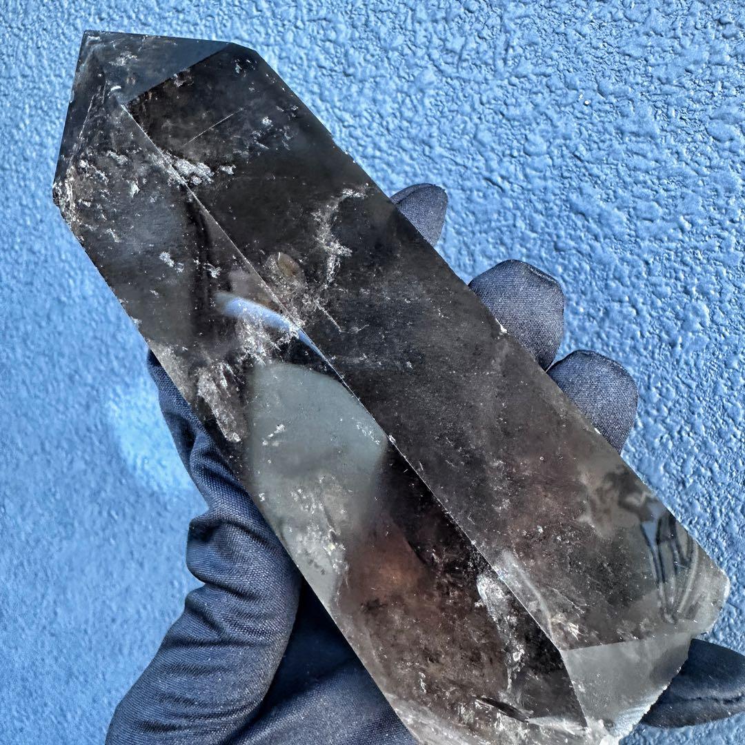 ★神秘的★レインボー魔除スモーキークォーツ六角柱☆パワーストーンA1114