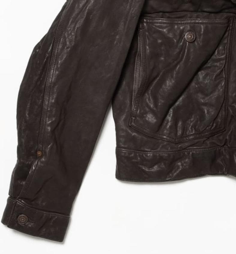 メンズ ワイドショートフィット シープレザー ジャケット