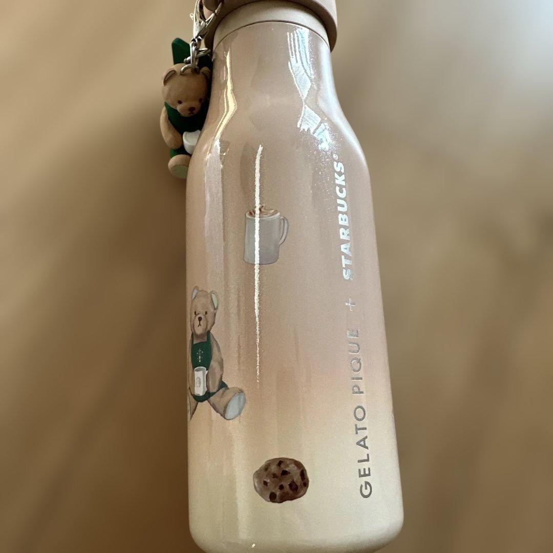 スタバ　ジェラピケ　ペアチャーム付きステンレスボトル　モカベージュ　新品　限定品