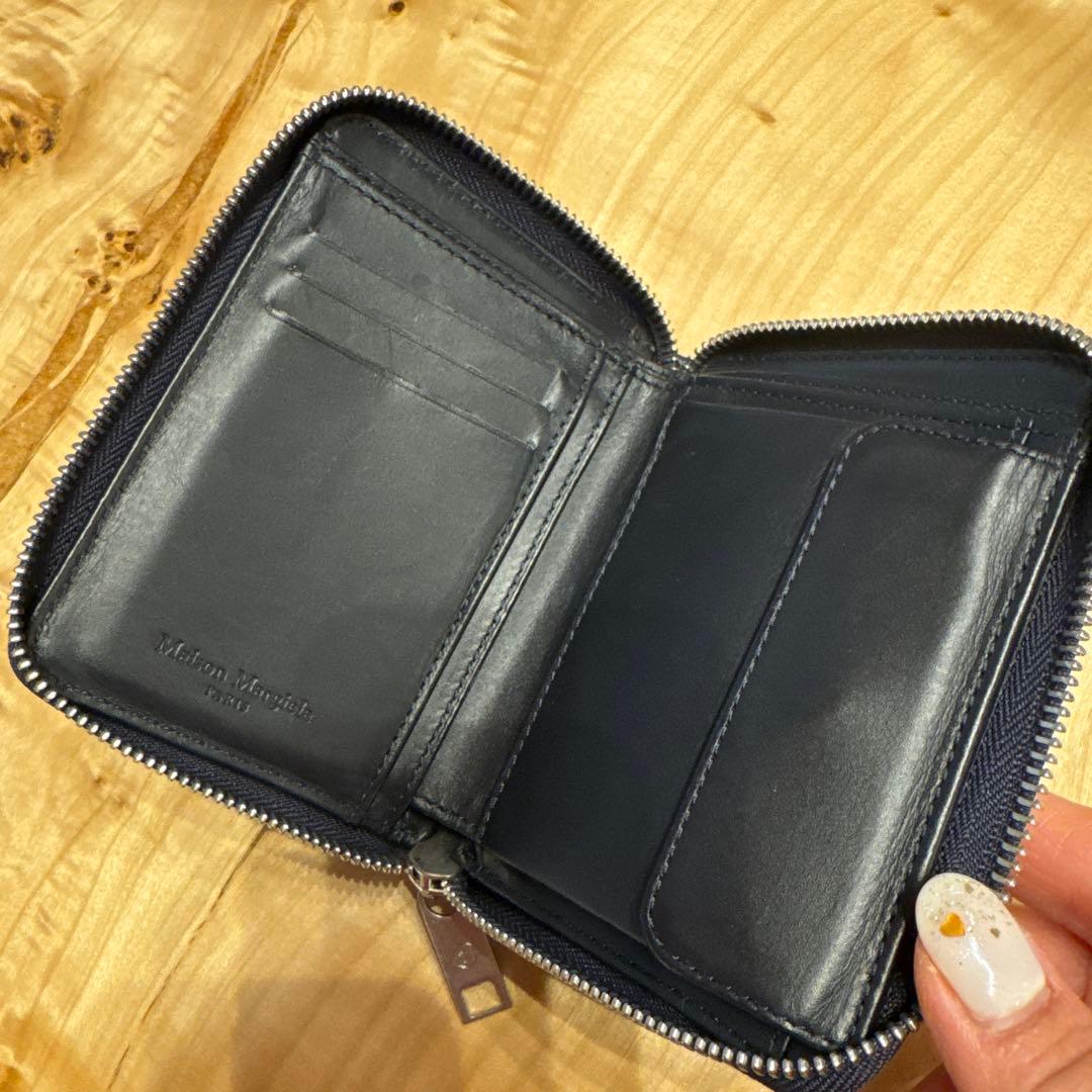 マルジェラレザー 二つ折り財布 ネイビー