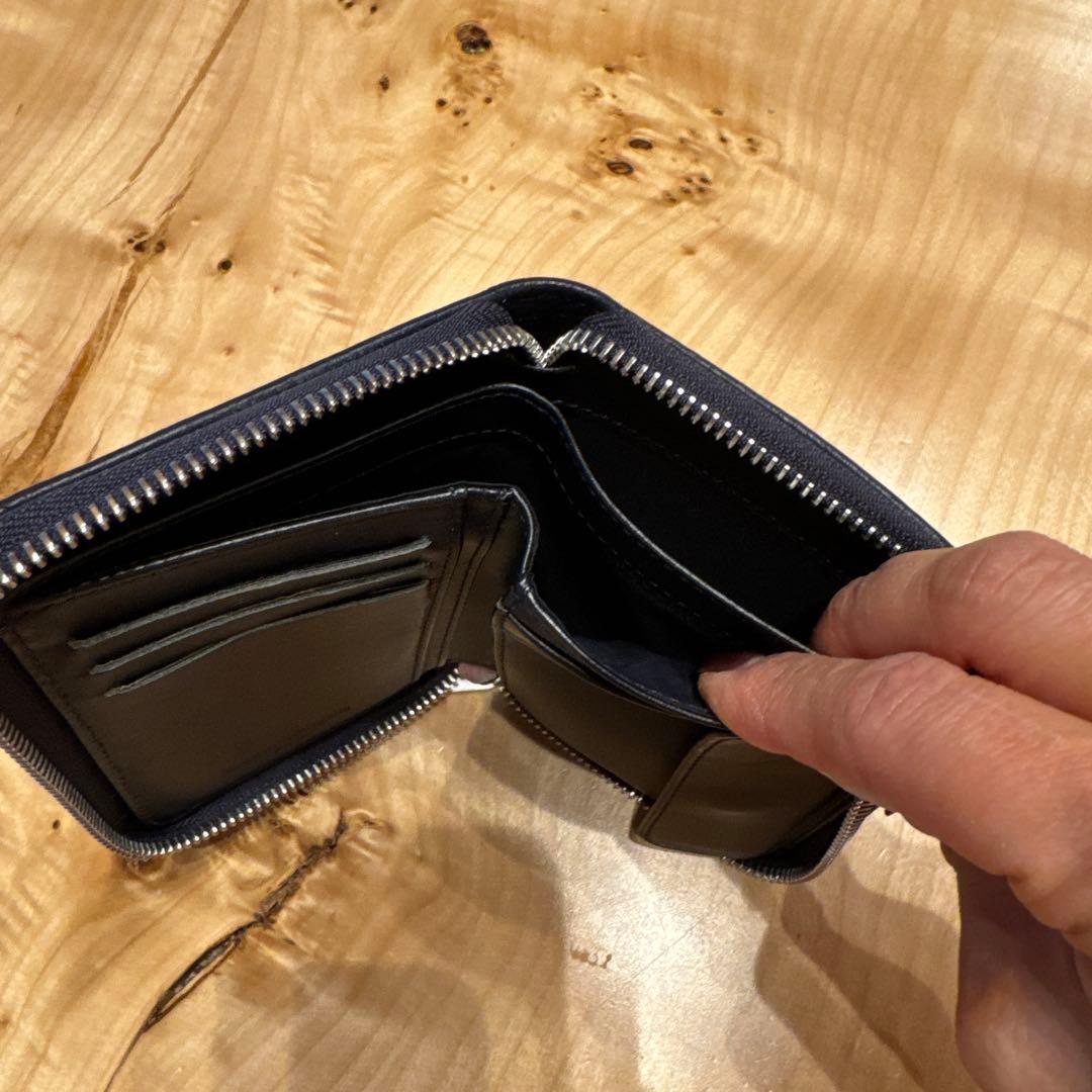 マルジェラレザー 二つ折り財布 ネイビー