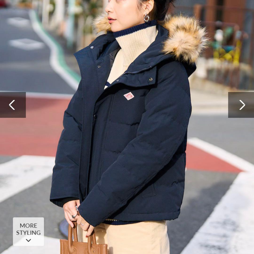 ダントン　ネイビー ダウンジャケット ラクーン　36 ショート丈　JD-8931