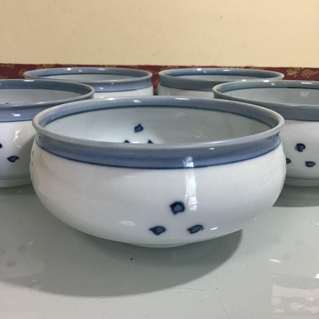 さくあさ❣️源右衛門　染付つばき絵　鉢碗　取鉢5ヶ