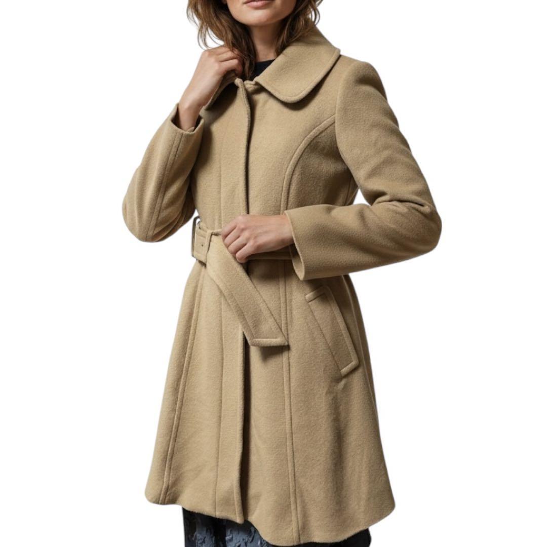 【美品】BURBERRY ベルト付き Aラインウールコート キャメル38