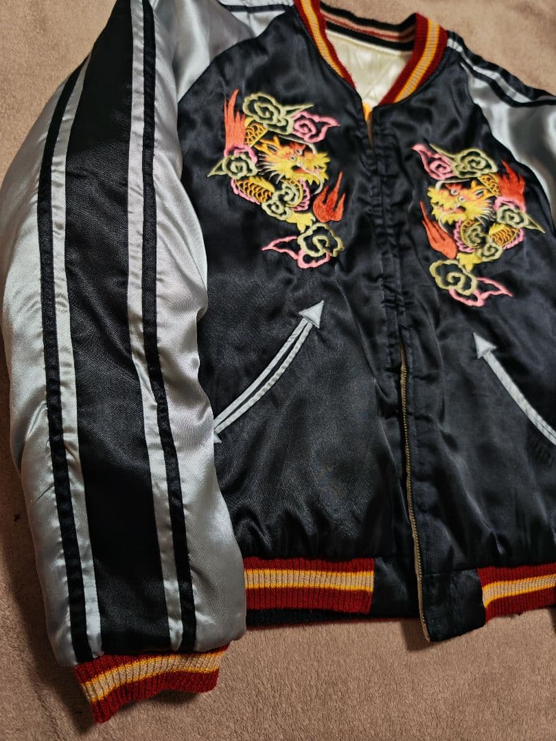 テーラー東洋 ２面用 虎龍 地図 日本限定 スカジャン vintage サテン