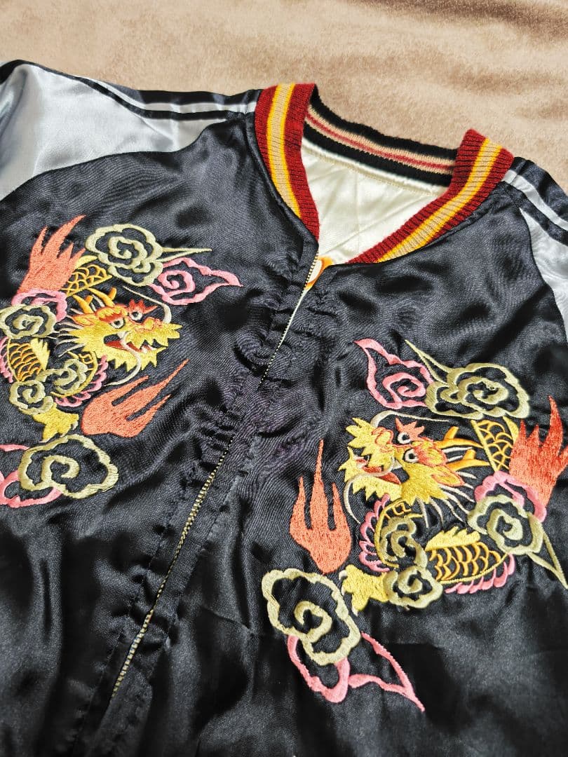 テーラー東洋 ２面用 虎龍 地図 日本限定 スカジャン vintage サテン