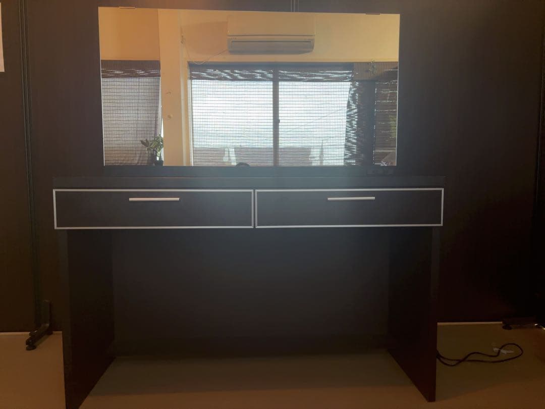 ダークブラウン ドレッサー・鏡台 2口電源