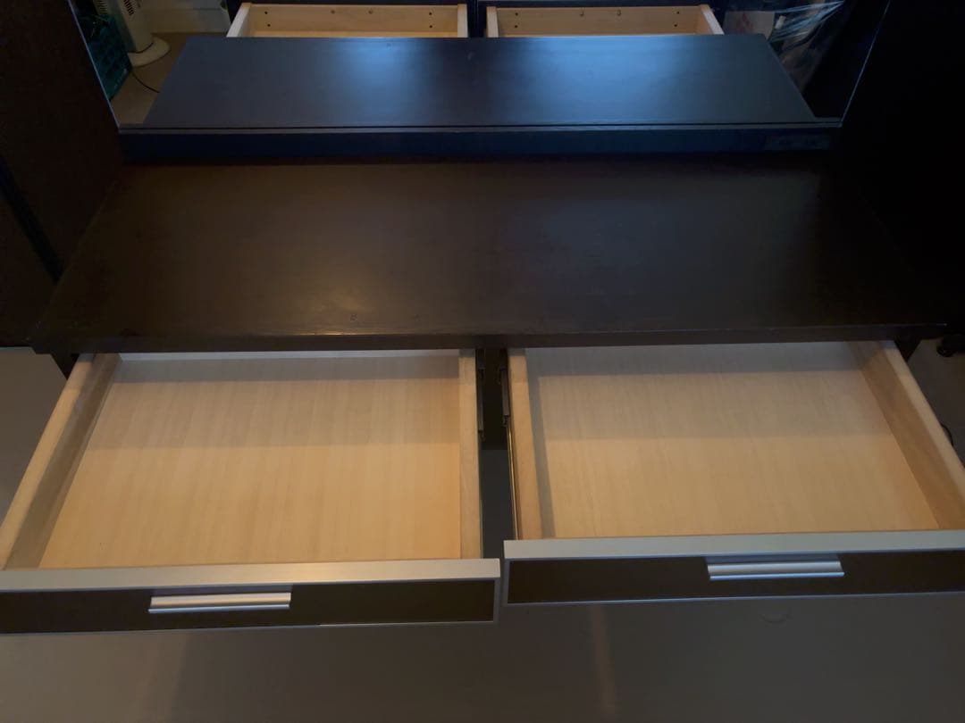 ダークブラウン ドレッサー・鏡台 2口電源