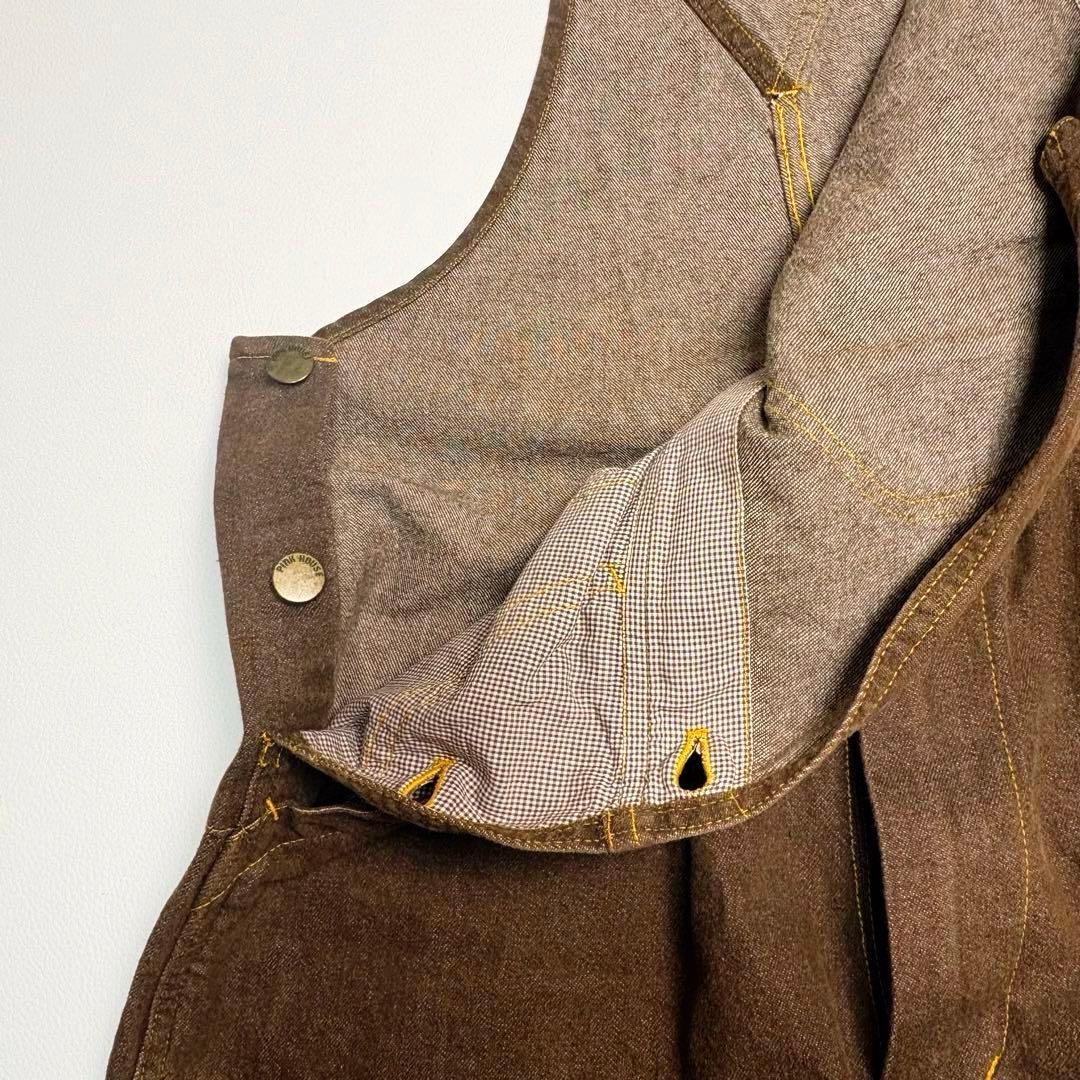 【希少色】ピンクハウス サロペット オーバーオール クマ刺繍 デニム ブラウン