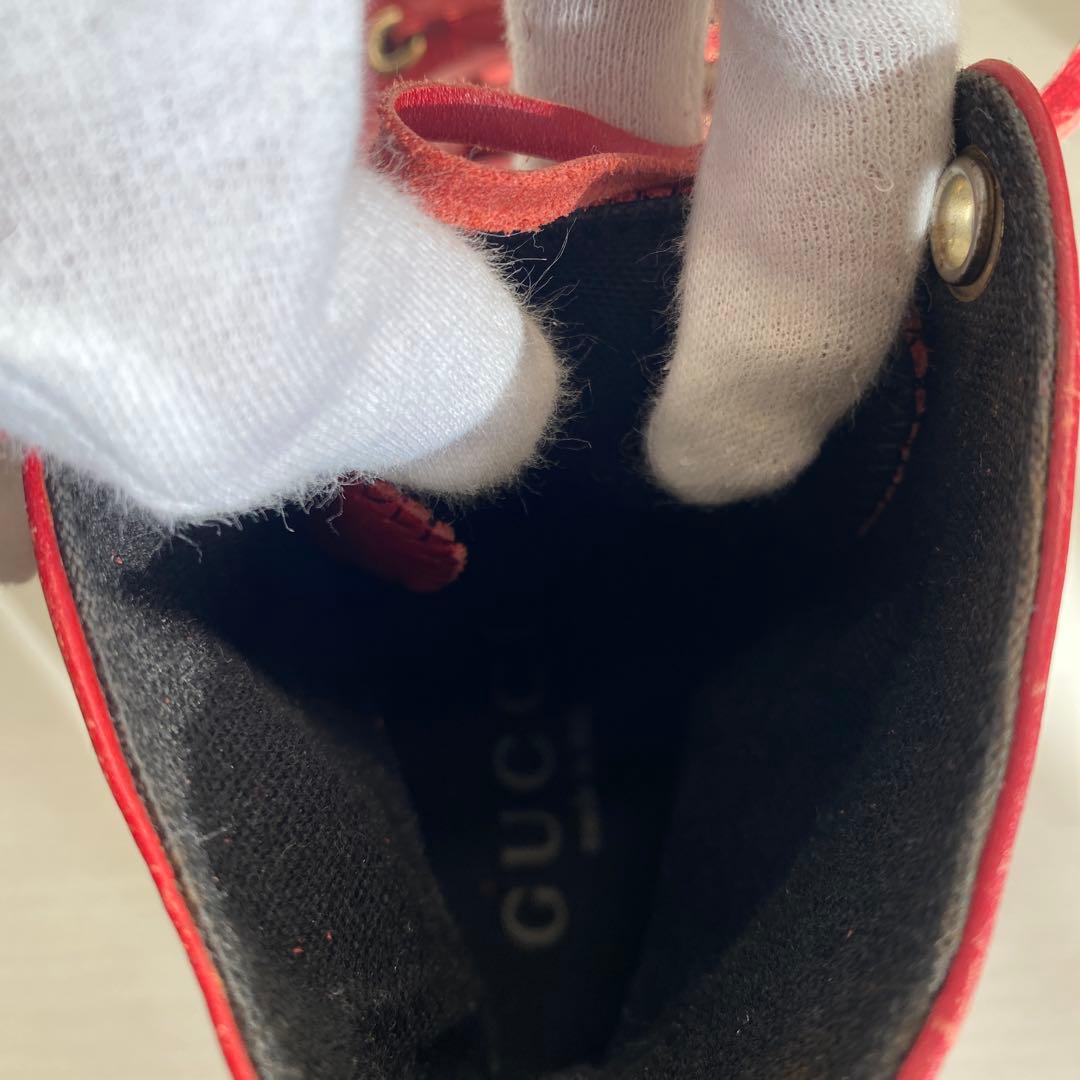 【匿名配達⭕️】GUCCI グッチ　レザーハイカットスニーカー レッド/ブラック