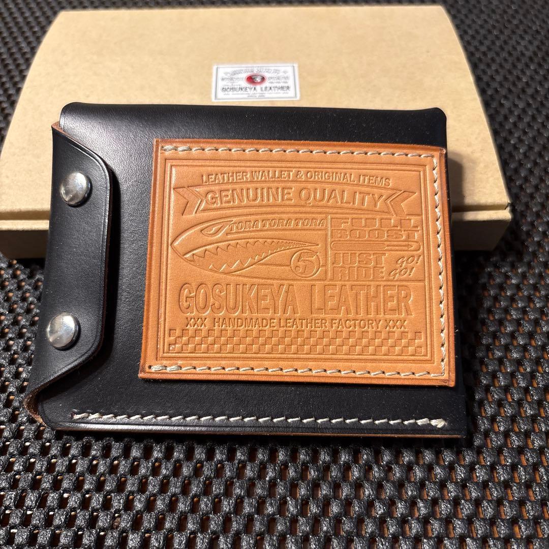 五助屋レザー ライダースミニウォレット改 ブッテーロ 茶芯黒