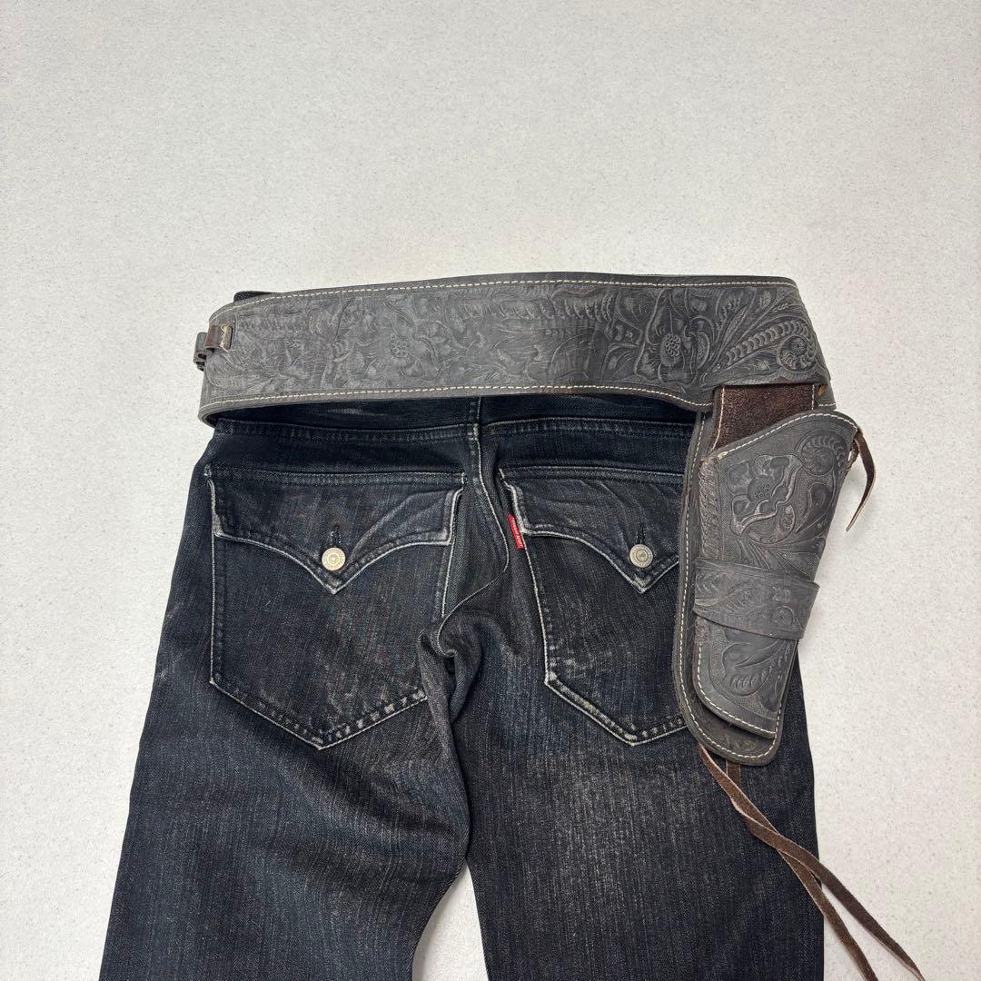 小物 leather carving western gun belt Y2K