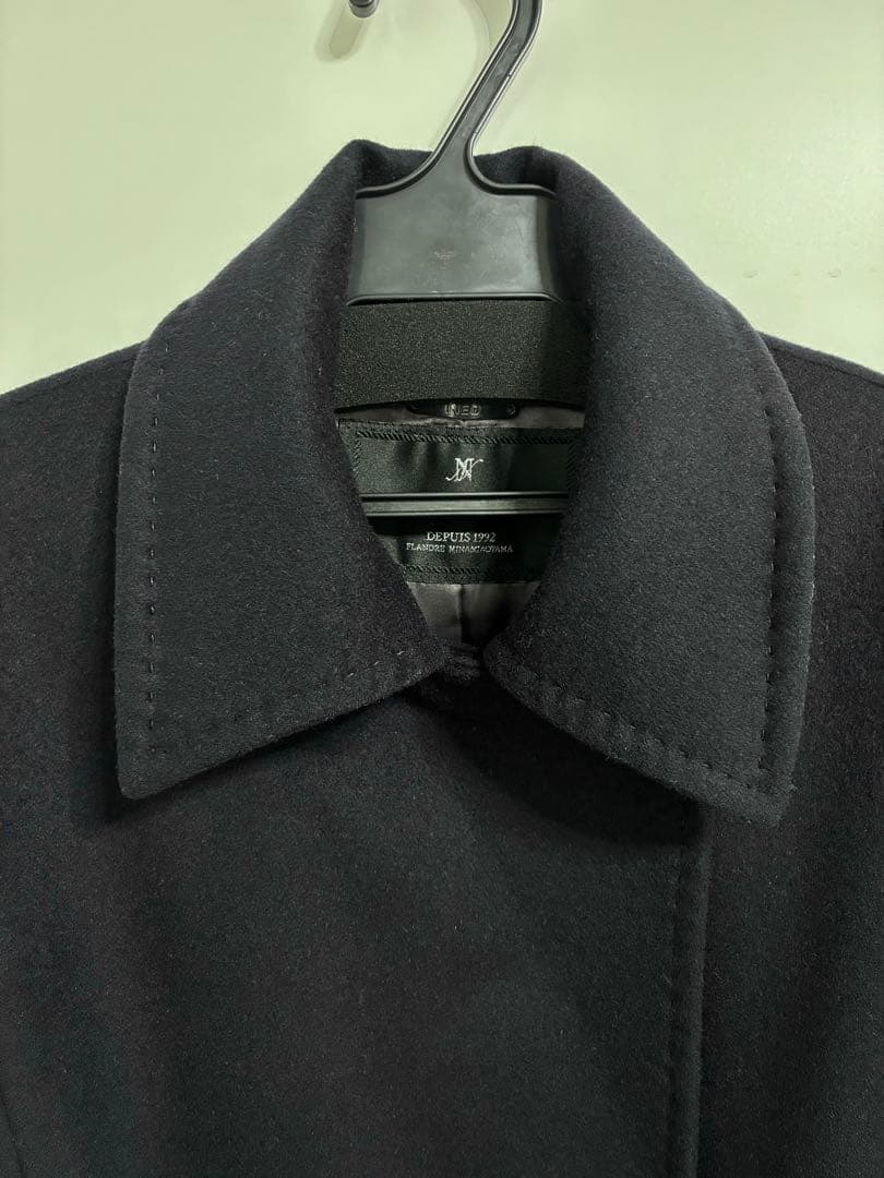 極美品11号 濃紺イネドINED カシミヤ100%ラップコート冠婚葬祭フォーマル