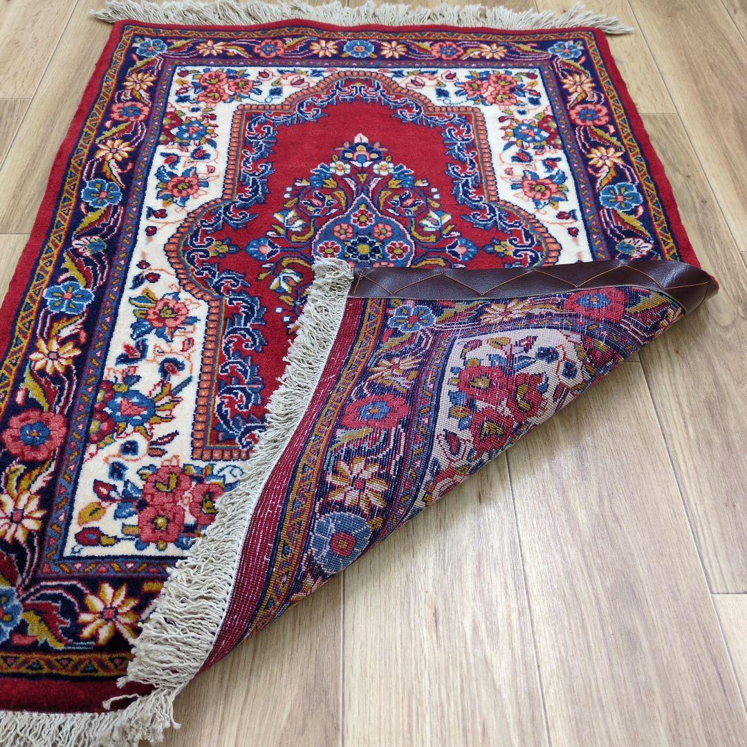 ペルシャ絨毯 手織り 美術品 ＳＡＲＯＧＨ産　91x65 クリーニング済