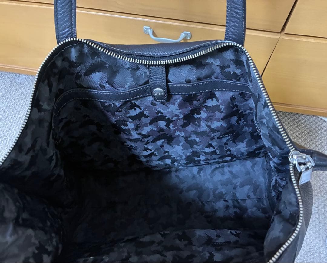 【美品】アニアリ aniaryレザートートバッグ チャコールグレー