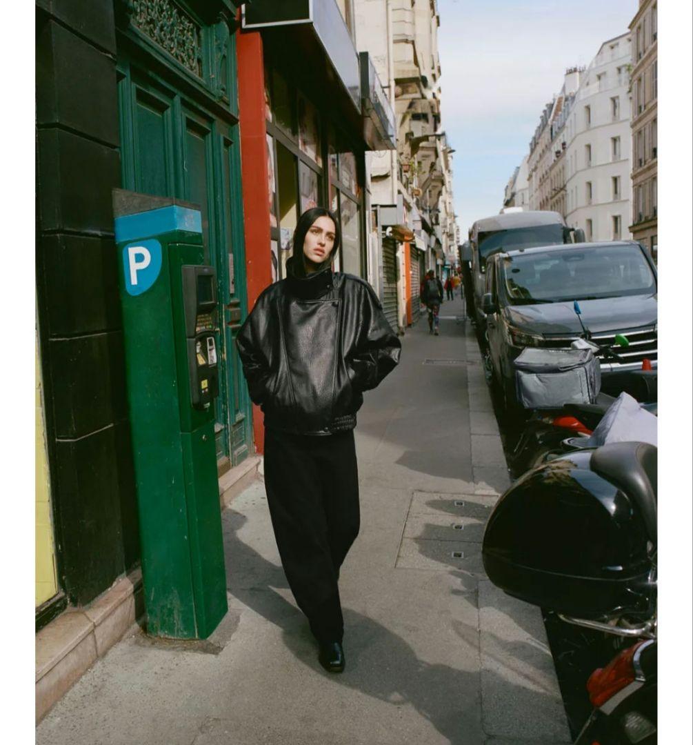 ZARA　フェイクレザーショートジャケット XL ブラック