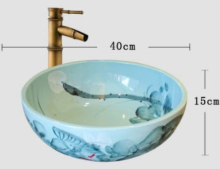 台の上の鉢 \r 陶磁器 \r \r 円形  単鉢 \r ヨーロッパ式 \r 復古 洗面台