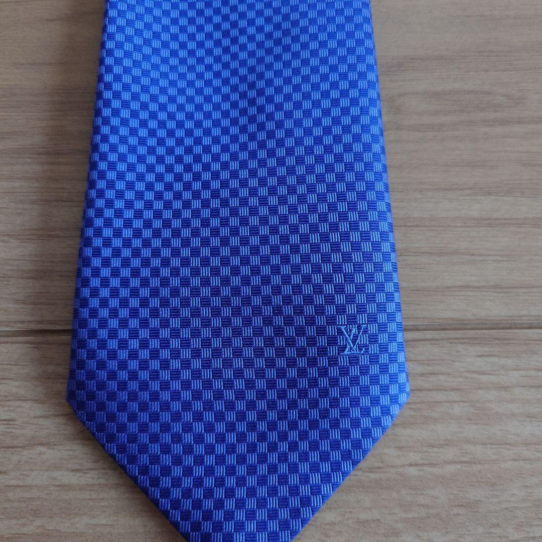 LOUIS VUITTON 青 チェック柄 ネクタイ