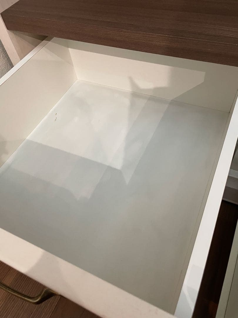 ホワイト木製本棚 ホワイトシェルフ　　引き出し付き