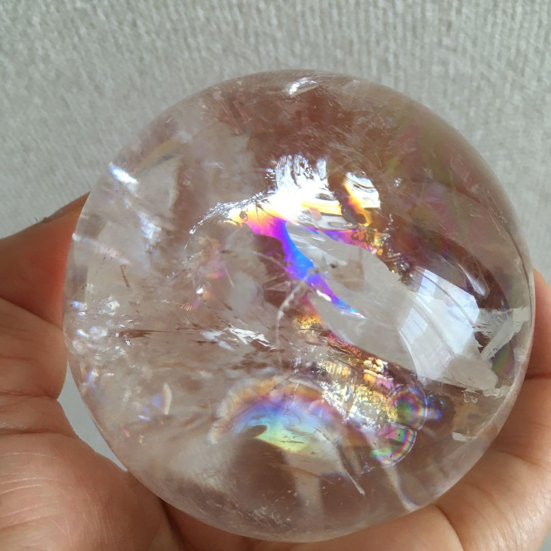 【高品質】レインボー水晶丸玉　♡超美品♡