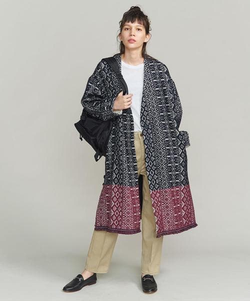 【ne Quittez pas】ウールジャカードラップコート