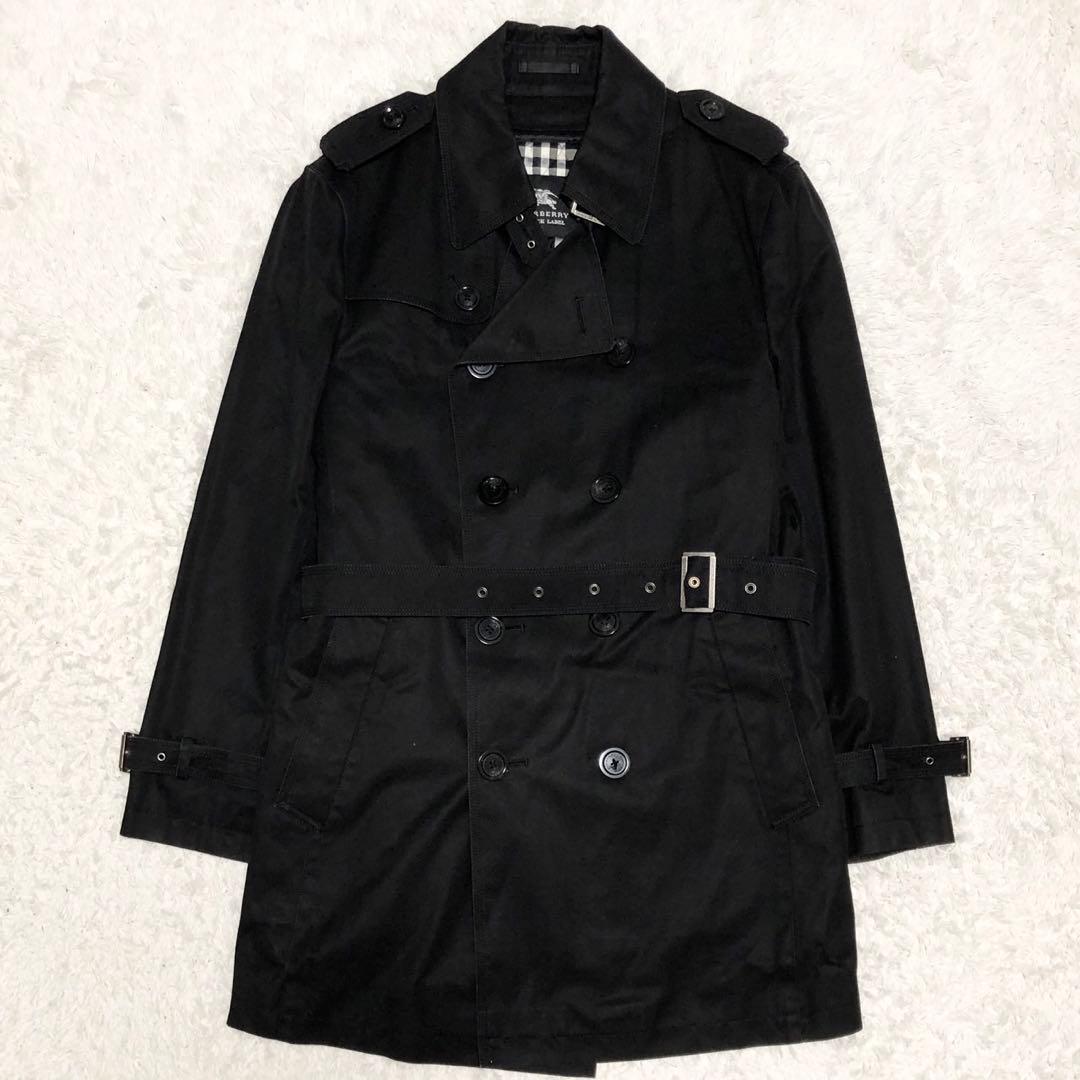 バーバリーブラックレーベル 着脱可ライナー付き トレンチコート ブラック
