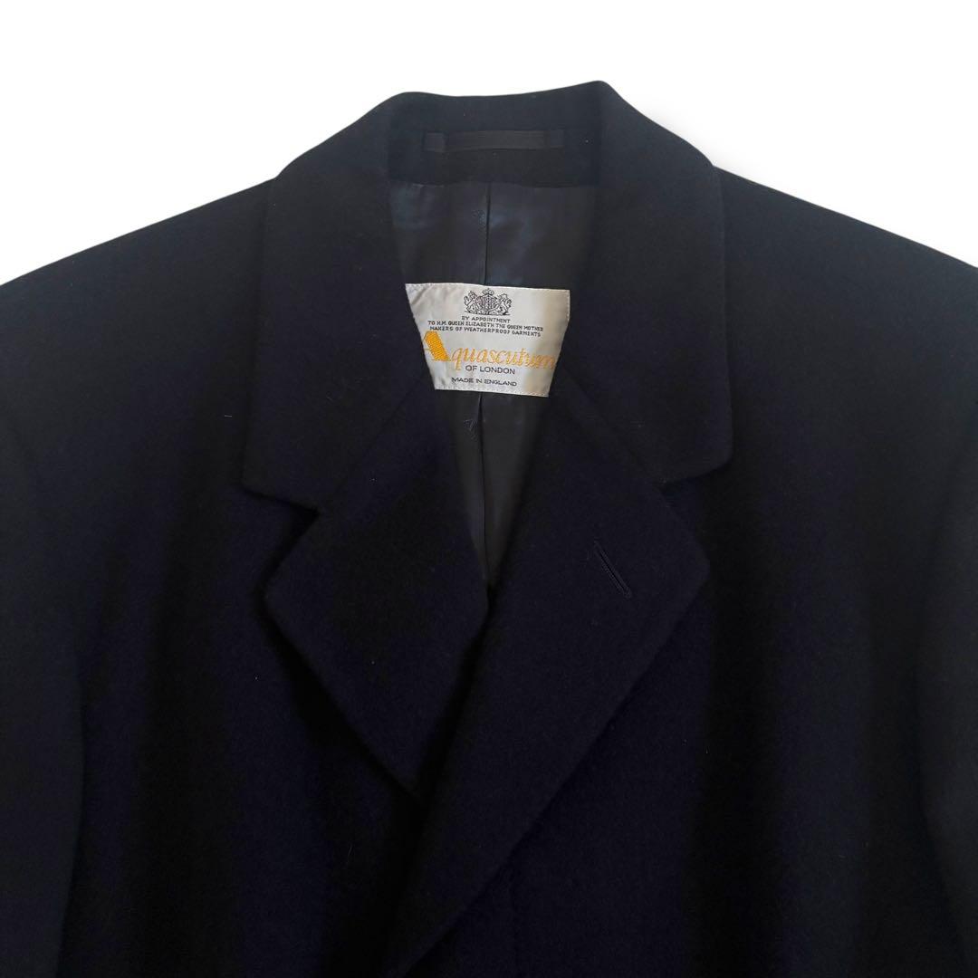 【英国製】Aquascutum ネイビー ピュアウール チェスターコート