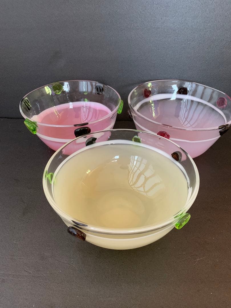 ガラス作家さん作品 ／ガラスボウル3個セット