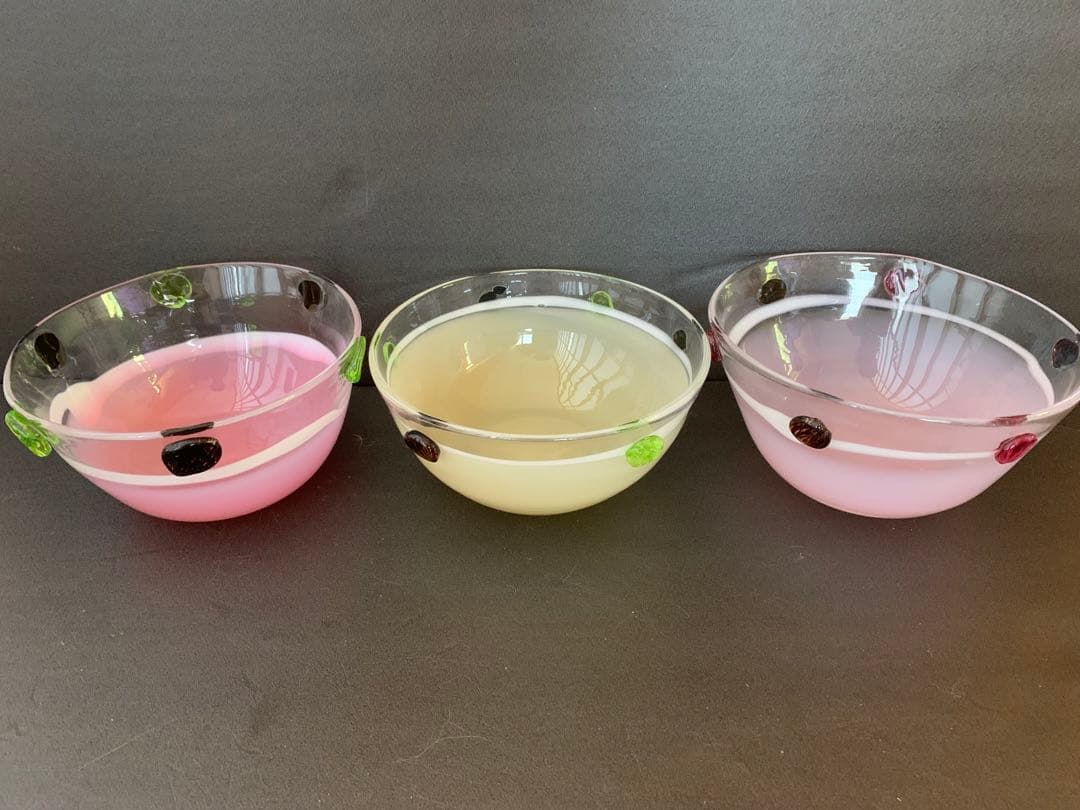 ガラス作家さん作品 ／ガラスボウル3個セット