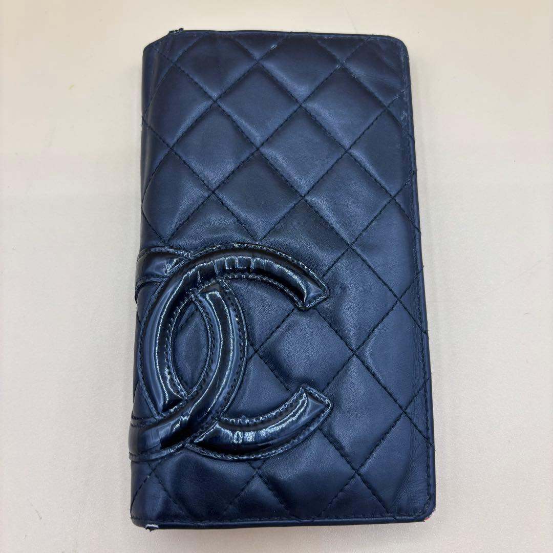 CHANEL カンボンライン 長財布 ピンク×ホワイト 正規品 シリアルあり