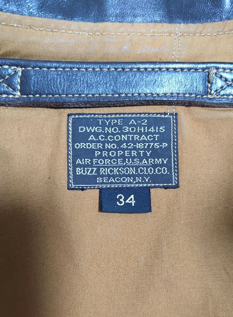 BuzzRickson's 赤リブ A-2ジャケット サイズ34
