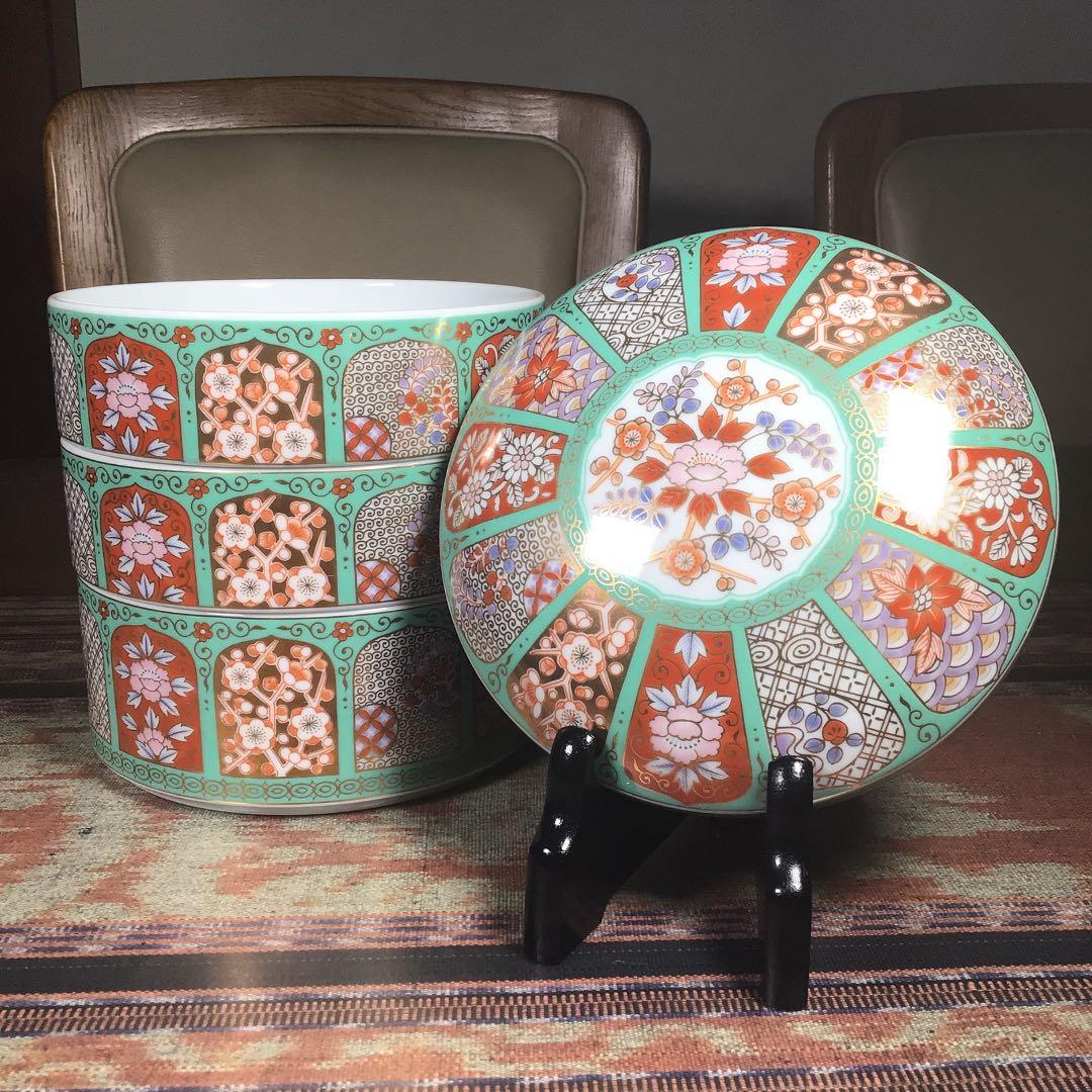 『ハピうー特価』　美濃焼　庫山窯　金彩　三段重