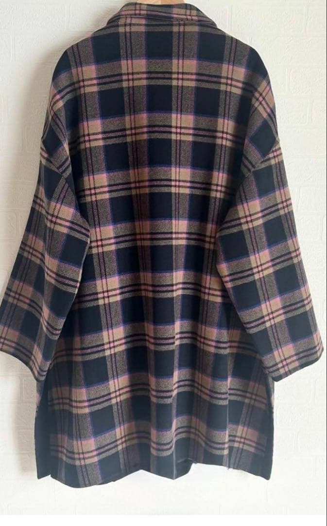 【新品同様】MAXMARAクチートアマーノチェック柄ステンカラーコート42