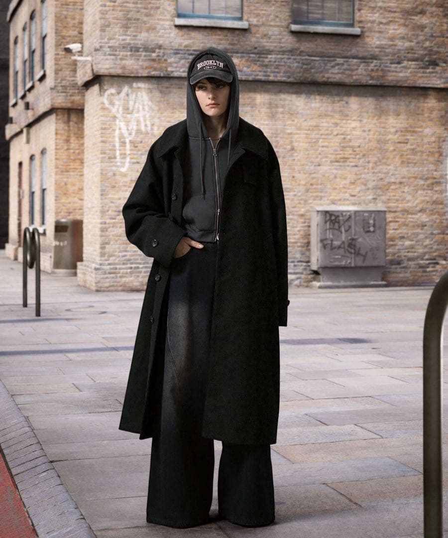 【新品】オーバーサイズ　ステンカラーコート　EMMA CLOTHES 大きめ　L