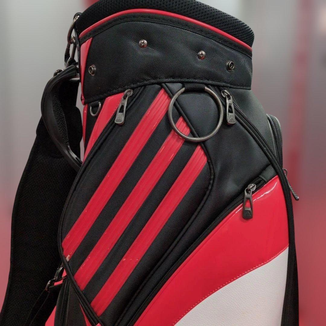 adidas キャディバッグ 9インチ フード付 黒赤