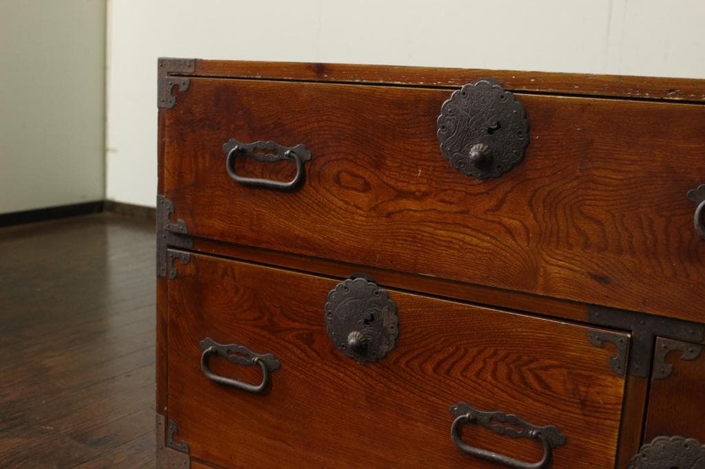 欅材！庄内箪笥・4杯！ 時代箪笥和家具古道具古家具古民藝和モダンローボード古布