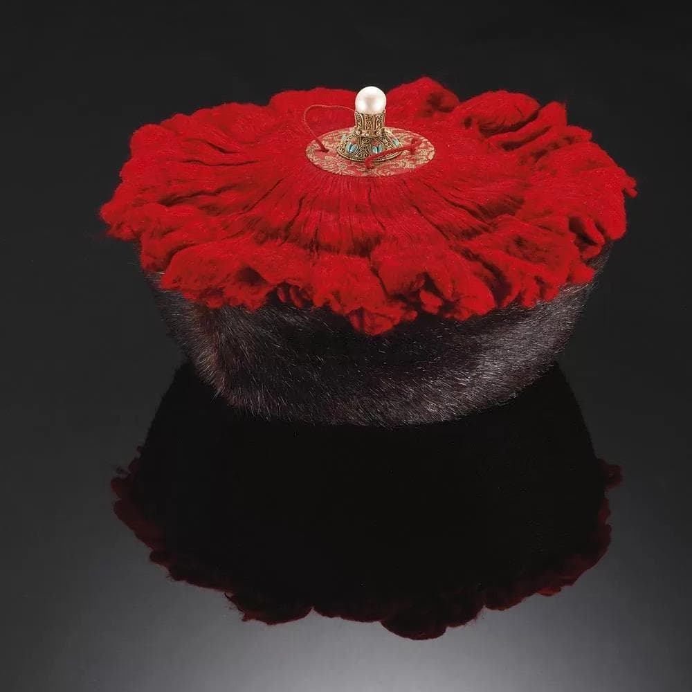 【珍】　皇帝冠　中国古美術　真珠貂皮　清朝様式